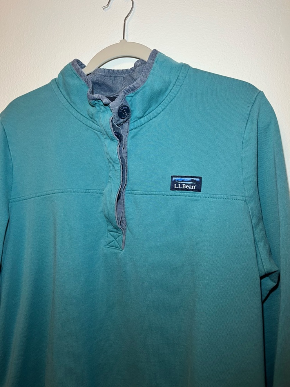 L.L.Bean Teal Blue Pullover Quarter Button Up Women’s Sweatshirt Top